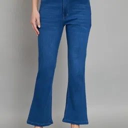 AngelFab Women Blue Jean Bootcut High-Rise Light Fade Cotton Jeans-picture-19
