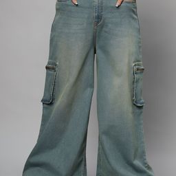 Turning Blue Women Plus Size Extra Wide Cargo Jeans-picture-39