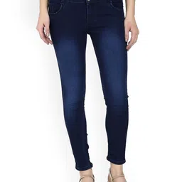 A-Okay Women Navy Blue Skinny Fit Light Fade Clean Look Stretchable Jeans-picture-39