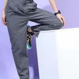 Tokyo Talkies Women Grey Stretchable Mom Fit Jeans-image-29