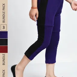 IndiWeaves Girls Pack of 3 Mid-Rise Cotton Capris-picture-28