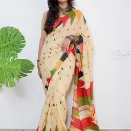 Saree mall Ethnic Motifs Printed Poly Cotton Bagh Saree-picture-29