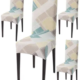 HOKIPO White & Pink 4-Pieces Printed Stretchable Chair Covers-image-81