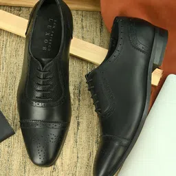 San Frissco Men Black Genuine Leather Classico Formal Oxfords-image-21