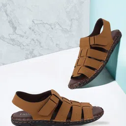 FAUSTO Men Tan & Brown Fisherman Sandals image 1