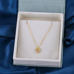 DressBerry Gold-Plated Stone-Studded Heart Shape Pendant With Chain image 1