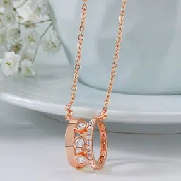 MINUTIAE Rose Gold-Plated & White Brass Ring Pendant Necklace-picture-24