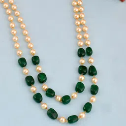 Silvermerc Designs Unisex Gold-Plated & Green Brass Layered Necklace-picture-37
