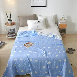 JC HOME Blue & White Summer 350 GSM Single Bed Blanket-picture-17