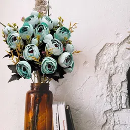 ARTSY Green 2 Pieces Rose Artificial Flowers image 1