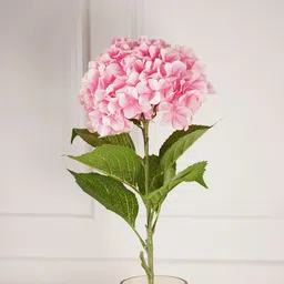 Pure Home and Living Pink & Green Artificial Hydrangea Faux Flower Stem image 1