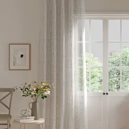 DDecor White & Grey Abstract Sheer Door Curtain image 1
