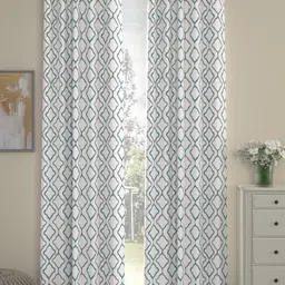 ROSARA HOME Latica Grey & White 2 Pieces Geometric Printed Long Door Curtains-image-90