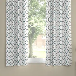 ROSARA HOME Latica Grey & White 2 Pieces Geometric Printed Window Curtains-picture-30