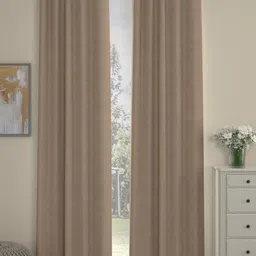 ROSARA HOME Beige Set of 2 Sheer Door Curtain-image-47
