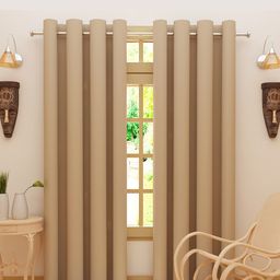 DREAM CARE Beige 2 Pieces Black Out Long Door Curtains-picture-0