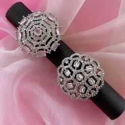 ATIBELLE Set of 2 Silver-Plated CZ-Studded Finger Rings-picture-17