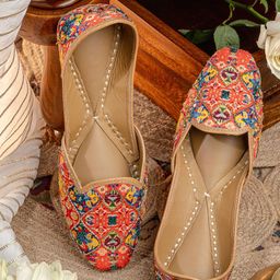 NR By Nidhi Rathi Printed Embellished Mojaris Flats-picture-1