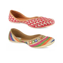 DESI COLOUR Pack Of 2 Women Embellished Ethnic Mojaris Flats-picture-13