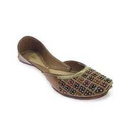 Fulkari Women Embroidered Leather Ethnic Mojaris-image-21