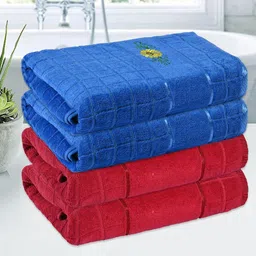 Kuber Industries Blue & Red 4 Pieces Printed Cotton 150 GSM Bath Towel image 1