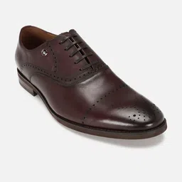 Louis Philippe Men Brown Leather Perforated Oxfords-picture-14