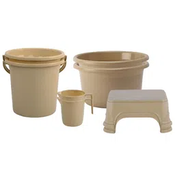 Kuber Industries Beige 8 pieces Bath Accessories Set image 1