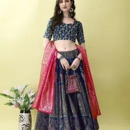 SWAMI STUDIO Ready to Wear Lehenga & Unstitched Blouse With Dupatta-picture-15