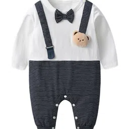 StyleCast Infants Boys White & Black Striped Cotton Rompers-image-27