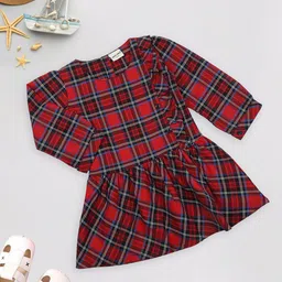 MeeMee Round Neck Checked Flared Dress-picture-28