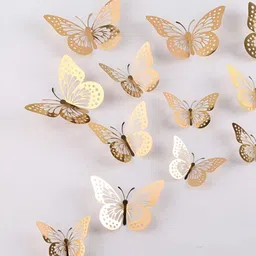 Jaamso Royals 12-Pcs Glossy Waterproof Self Adhesive Butterfly Wall Stickers-image-22