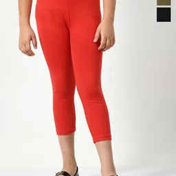 BAESD Girls Pack Of 3 Skinny Fit High-Rise Cotton Lycra Capris-picture-17