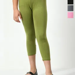 BAESD Girls Pack Of 5 Skinny Fit High-Rise Cotton Lycra Capris-image-43