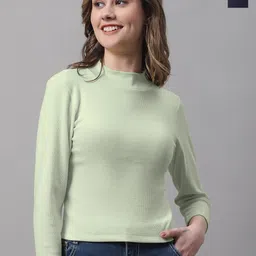 FBAR Pack Of 2 Ribbed High Neck Cotton Fitted Crop Tops-picture-25