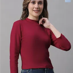 FBAR Pack Of 2 Ribbed High Neck Cotton Fitted Crop Tops-picture-30