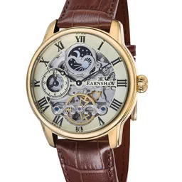 EARNSHAW Men Beige Skeleton Dial & Brown Leather Straps Analogue Watch ES-8006-06-image-24