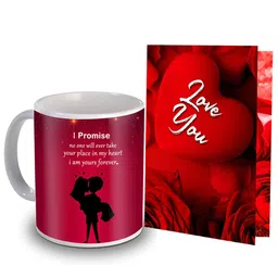 ME & YOU Red & Pink 2 Pieces Printed Mug & Greeting Card Home Gift Set-picture-37