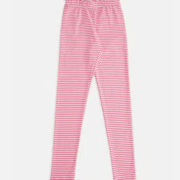 Pantaloons Junior Girls Pink & White Striped Leggings-picture-40