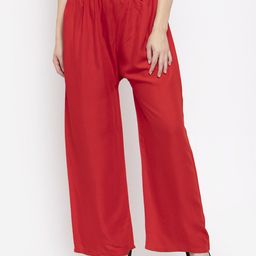 Clora Creation Women Red Rayon Palazzos-picture-3