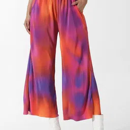 ONLY ONL UEXLEXIS Women Tie and Dye Flared High-Rise Pleated Trouser-image-9