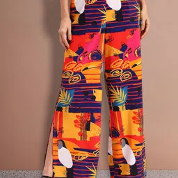 FITHUB Women Abstract Printed Loose Fit High-Rise Trousers-picture-11
