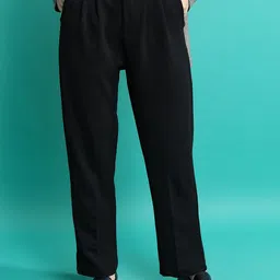 Tokyo Talkies Women Black Pleated Trousers-image-4