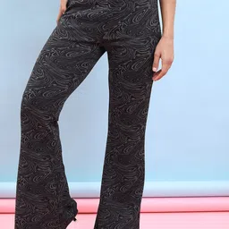 Tokyo Talkies Women Printed Mid-Rise Flared Trousers-image-33