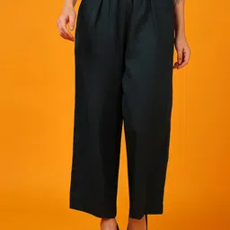 Mast & Harbour Women Flared Pleated Mid-rise Parallel Trousers-picture-22