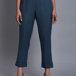 Biba Women Relaxed Straight Leg Straight Fit Pleated Cotton Trouser-picture-27