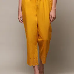 Biba Women Relaxed Straight Leg Straight Fit Mid-Rise Pleated Cotton Cigarette Trousers-picture-18