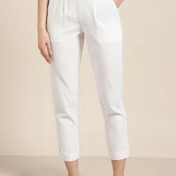 KALINI Women Relaxed Slim Fit Cotton Trousers-picture-15