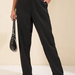 CHIC BY TOKYO TALKIES Women Flared Mid Rise Regular Fit Parallel Trousers-picture-2