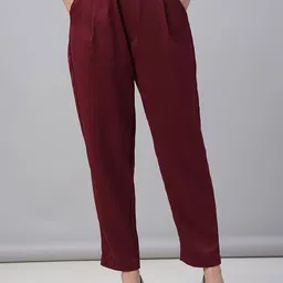 FITHUB Women Tapered Fit High-Rise Pleated Trousers-picture-24