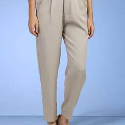 FITHUB Women Tapered Fit High-Rise Pleated Trousers-picture-25